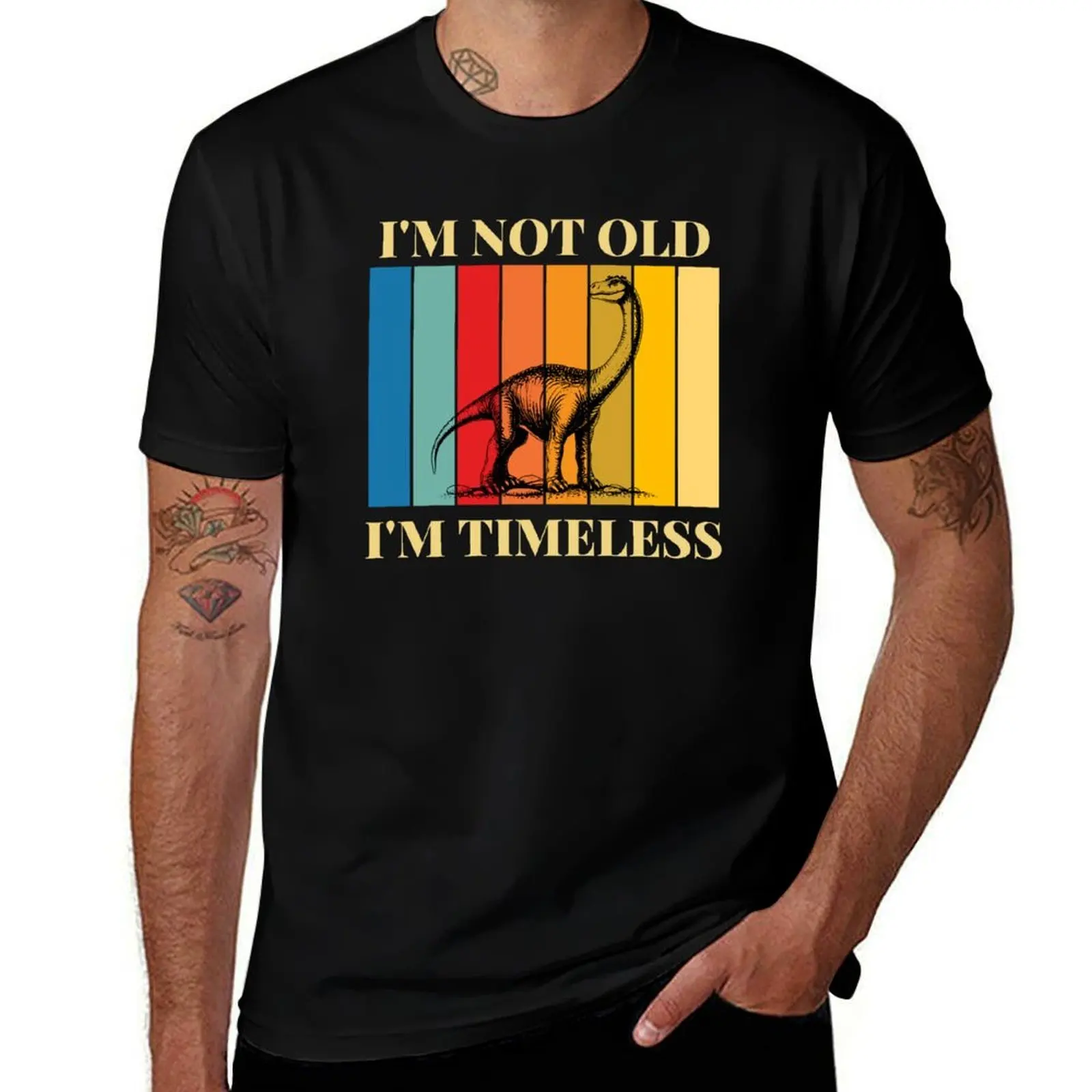 I'm Not Old I'm Timeless Brontosaurus T-Shirt Comfortable Basic Crew Neck Tee T-Shirt