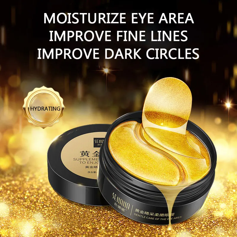 

Remove Dark Eye Circles Collagen Eye Patches 24K Gold Hyaluronic Acid Eye Mask Face Skin Care Moisturize Around Eyes