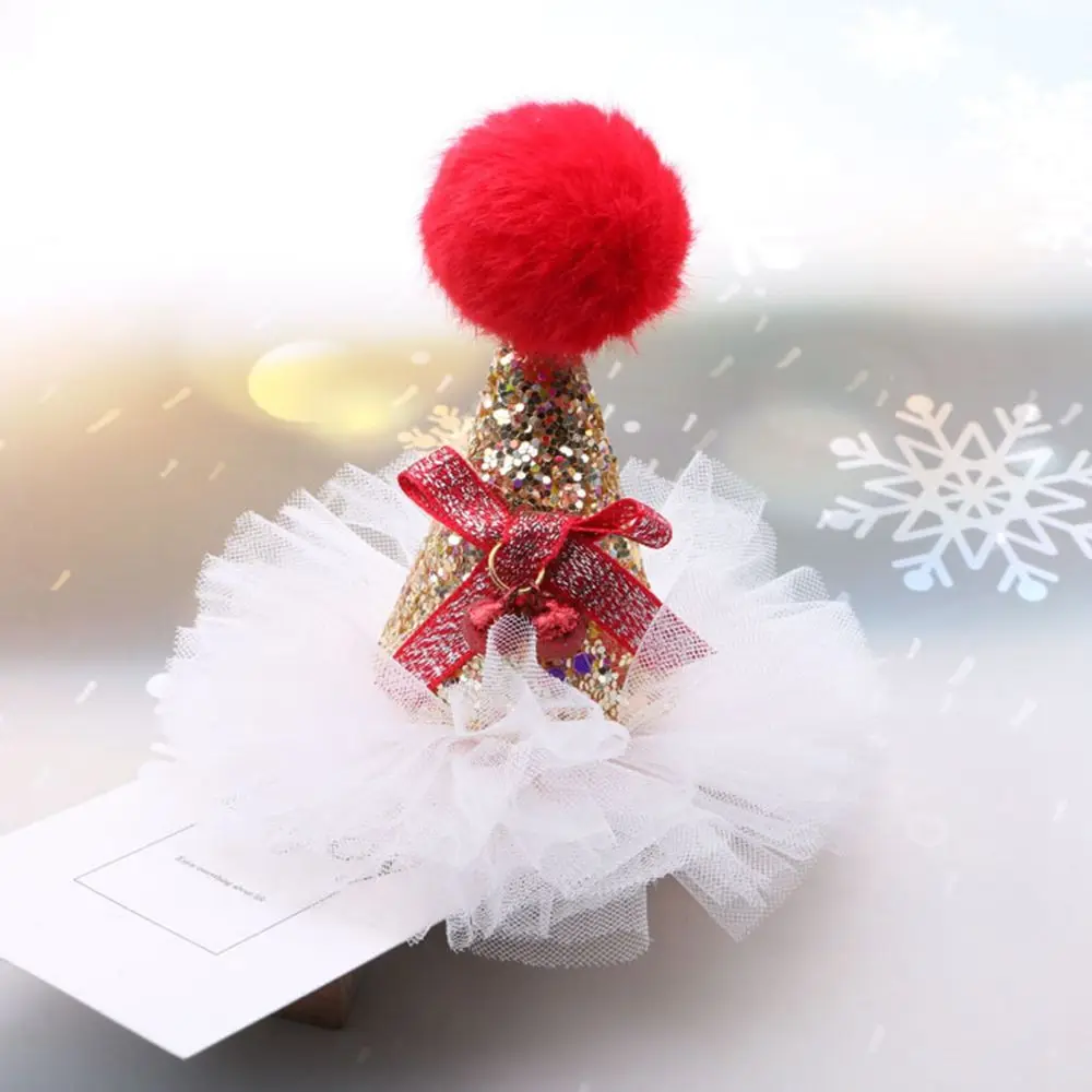 Elk Ears Snowflake Bow Santa Claus Cloth  Hair Accessories Christmas Hat Hairpin Korean Style Headwear Christmas Hair Clip