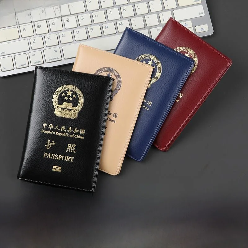 

Leather Passport Holder Document Organizer Top Layer Cowhide Vintage Boarding Card Wallet Passport Book Set Business OL Style