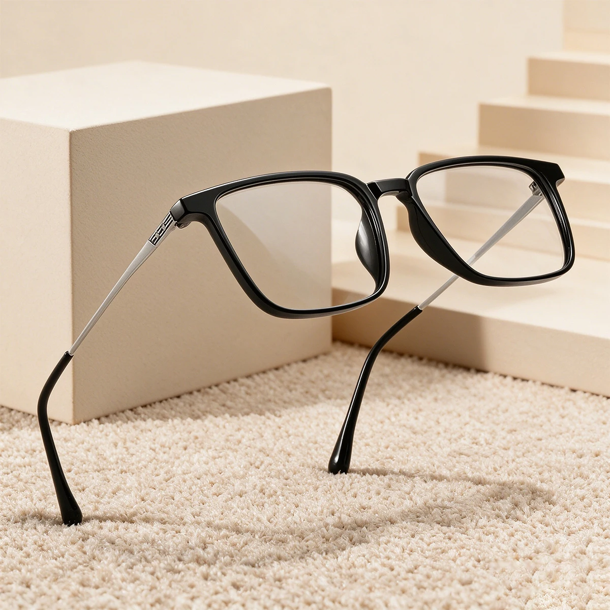 1pc Full Square Anti Blue Light Glasses Metal Inner Non-Prescription Eyeglasses for Men Women Eyewear Office Work Daily Travel