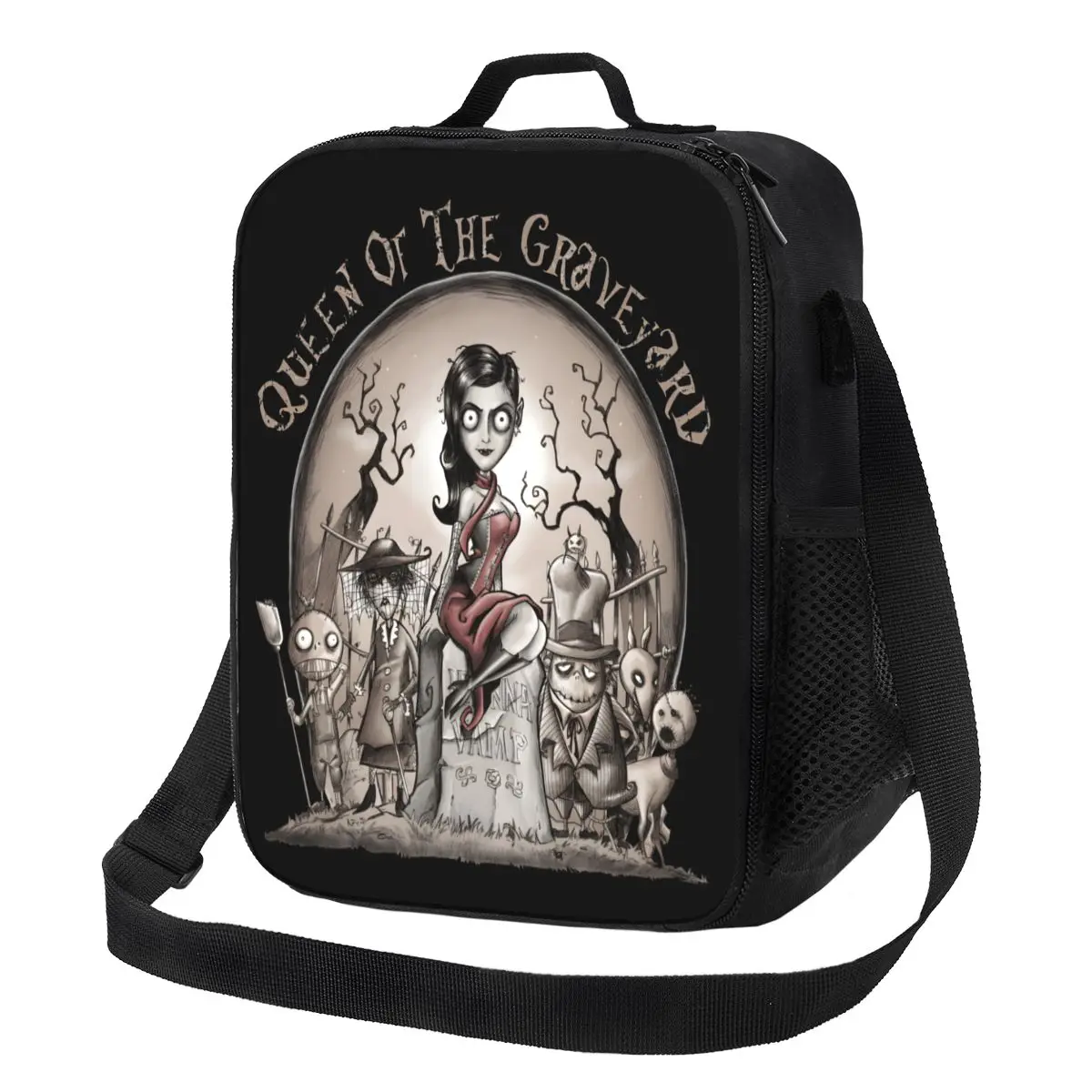 Custom Queen Of The Graveyard Frankenweenie Insulated Lunch Bags for Camping Travel Cooler Thermal Lunch Box Women Children