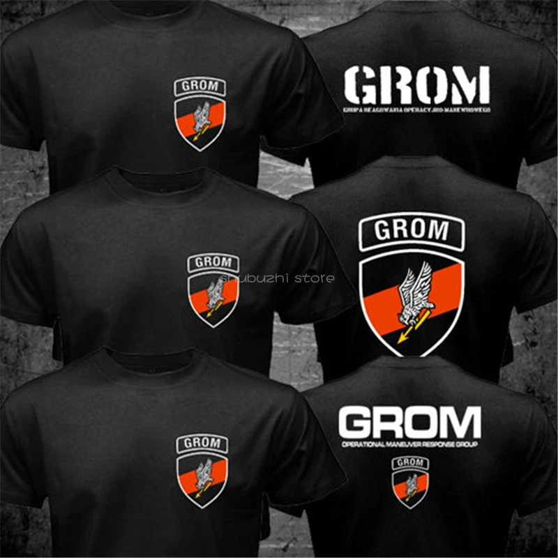 Camisetas hombres JW GROM Polonia real Países Bajos Pakistán Unidad de Fuerza Especial Ejército contra el terror negro camiseta marca sbz5147