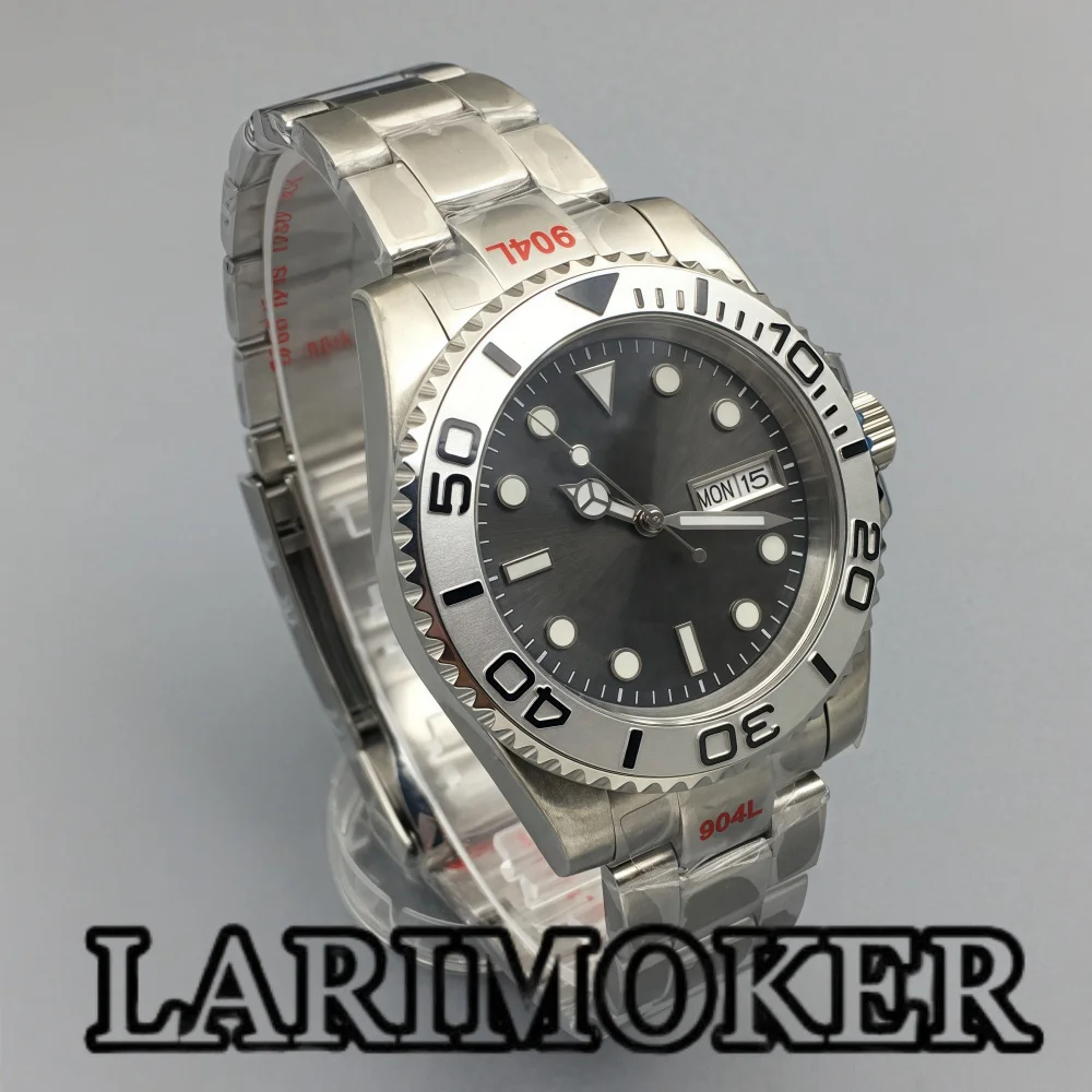 

LARIMOKER 40.5mm Men's Automatic Mechanical Watch Double Calendar NH36 Movement Sapphire Crystal Black Dial Green Luminous