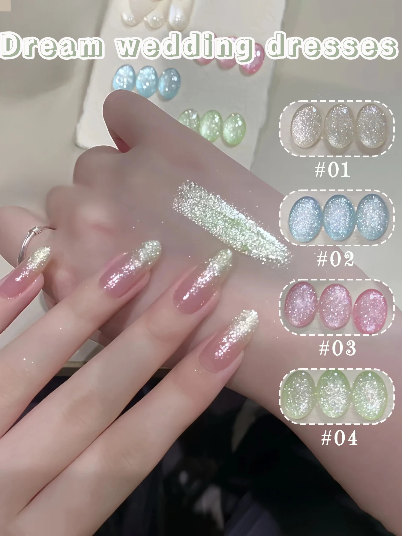 1 قطعة WS الصيف الخريف مسمار الأزرق الوردي فستان الزفاف غرامة بريق هلام طلاء الأظافر 2025 شعبية الأبيض بريق سحق الماس هلام