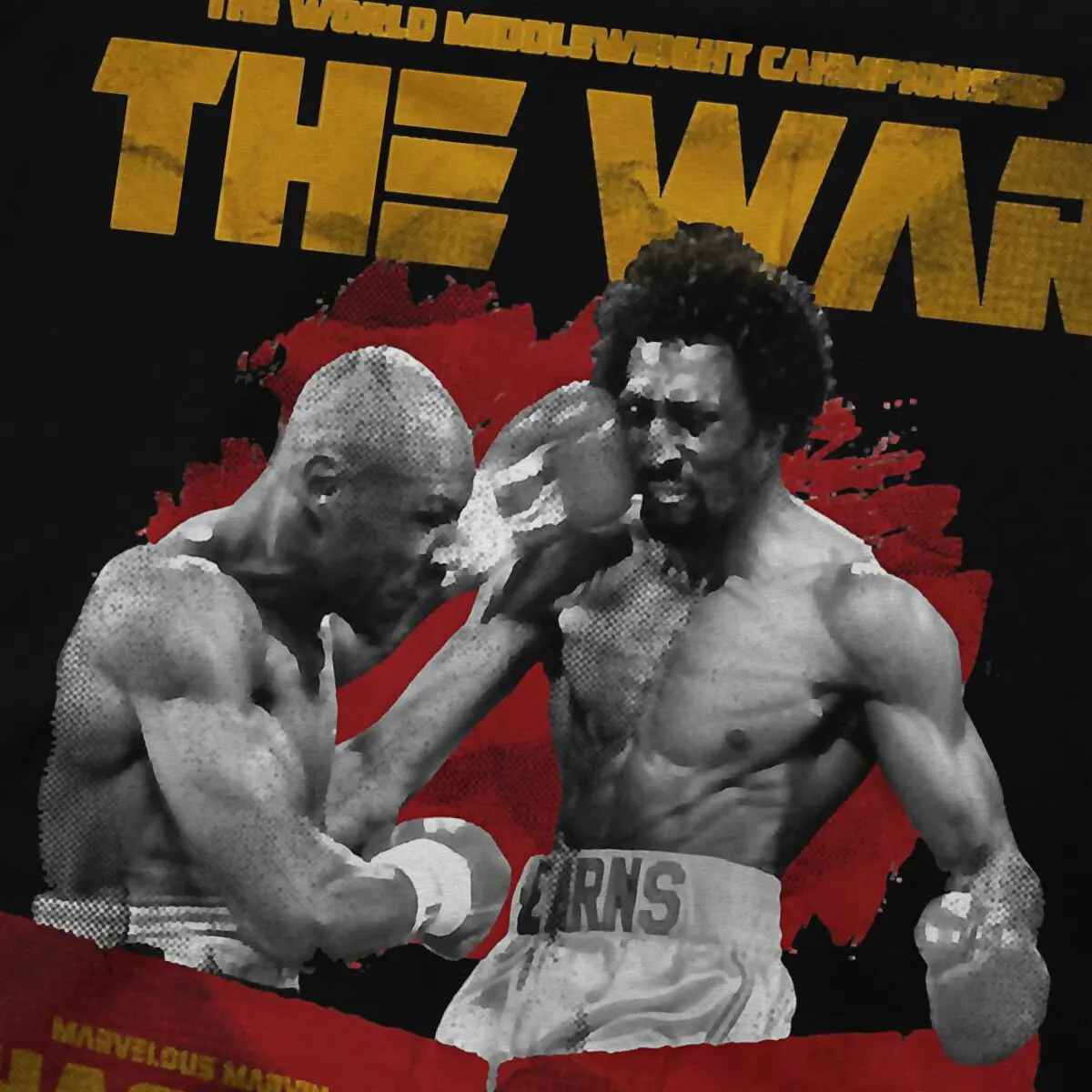 Hagler vs Hearns The War T Shirt Men Pure Cotton Funny T-Shirts Round Neck American Middleweight Boxer Tee Shirt Short Sleeve