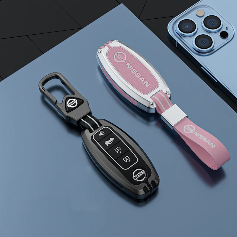 Leather Car Remote Key Case Cover Shell Fob Holder for Nissan Altima Sentra Maxima Rogue Armada Pathfinder Versa Car Accessories