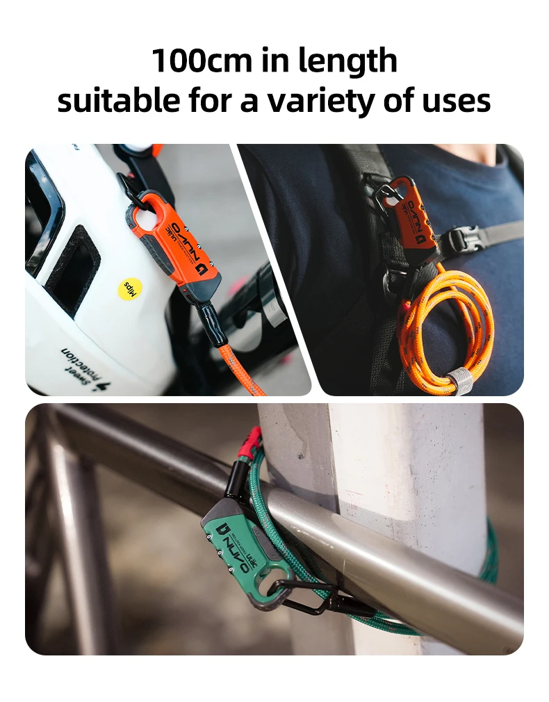 ULAC Fahrradschloss Nuvo Lock mit Dreistelliger Zahlencode-Kombination, Multifunktionales Diebstahlsicherungs-Kabelschloss aus UHMWPE-Geflechtmaterial – Detail 4