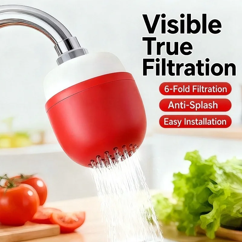 1pcs Rotatable 6-Layer Kitchen Water Faucet Filter Anti-splash Water Purifier Home Dormitory Travel Hotel Filter Water Quality