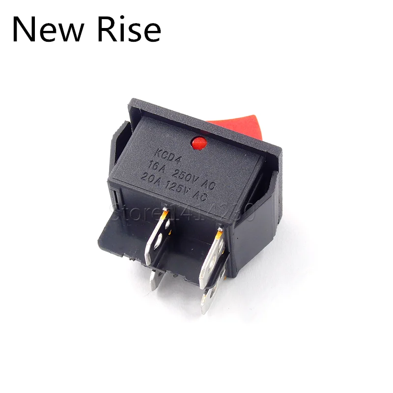 Rocker Power Switch 25*31mm 4 Pin 2 Position 16A 250V 20A 125VAC Red Button Switch KCD4-201