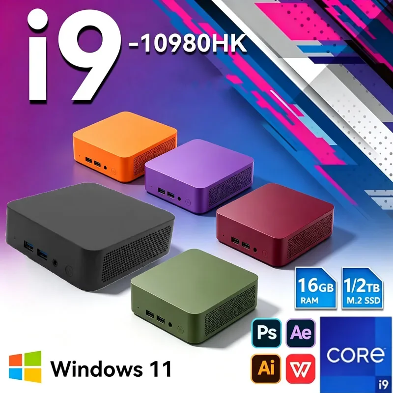 

Intel Core I9 10980HK Windows 11 Mini PC 4K Gaming Computer 16GB RAM 1TB/2TB/4TB Storage WiFi6 USB Portable Desktop