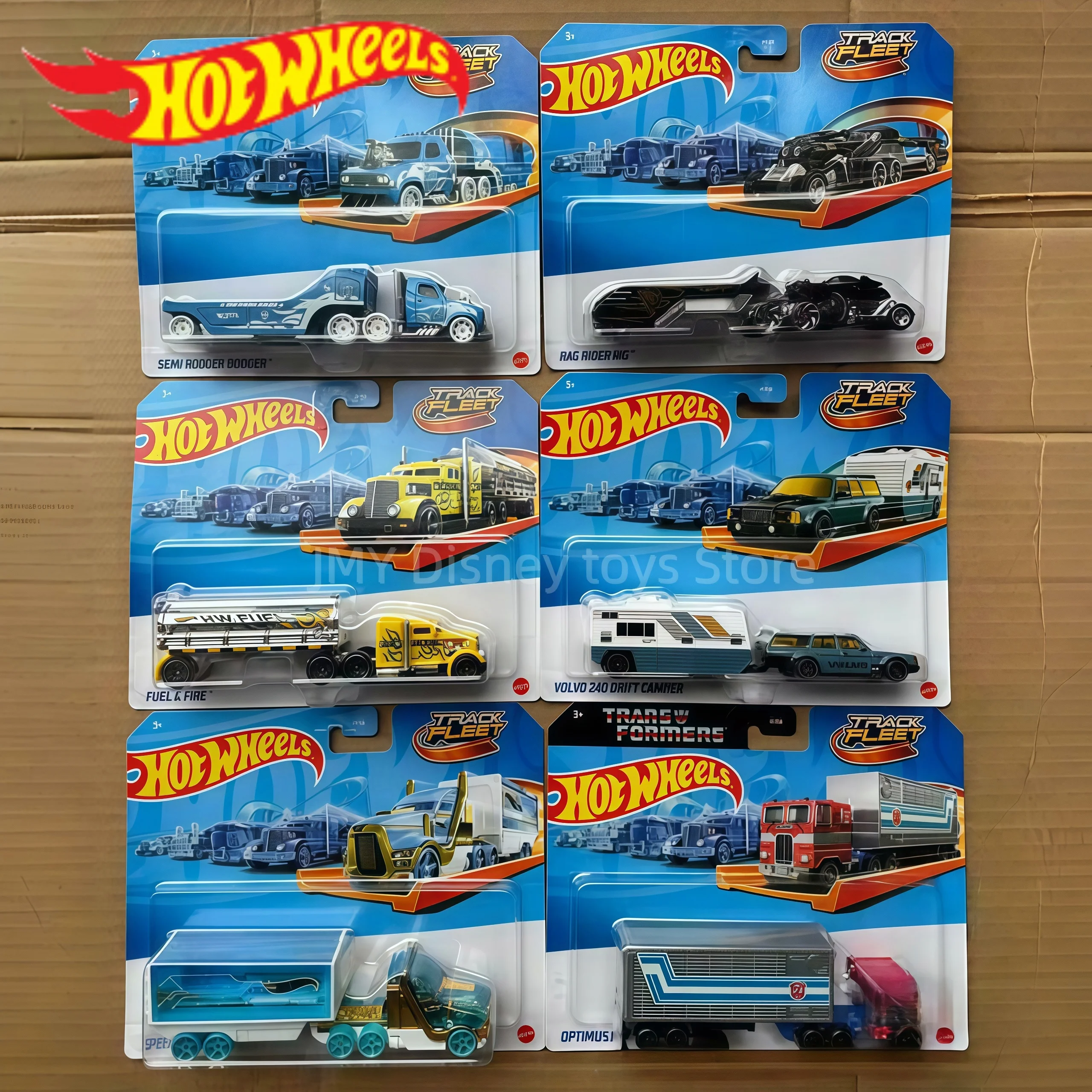Hyt56 Track Fleet Alloy Car Model Genuine Hot Wheels Porsche 911 Volvo 240 Drift Camper Transport Trailer Track Fleet Model Car