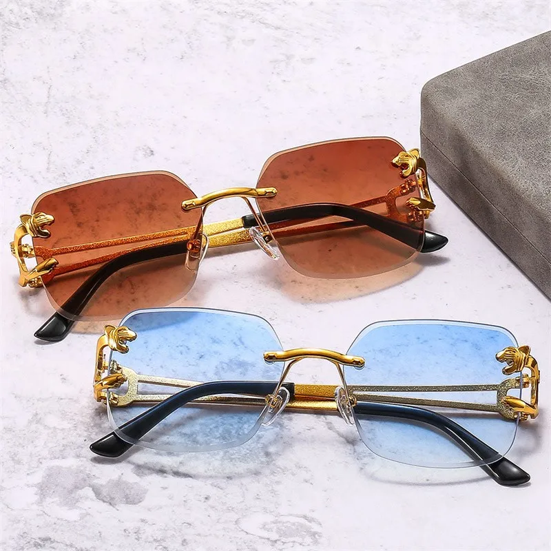 

Vintage Rimless Sunglasses Men Women Steampunk Punk Eyeglasses Fashion Luxury Brand Sun Glasses Vintage Shades UV400 Protection