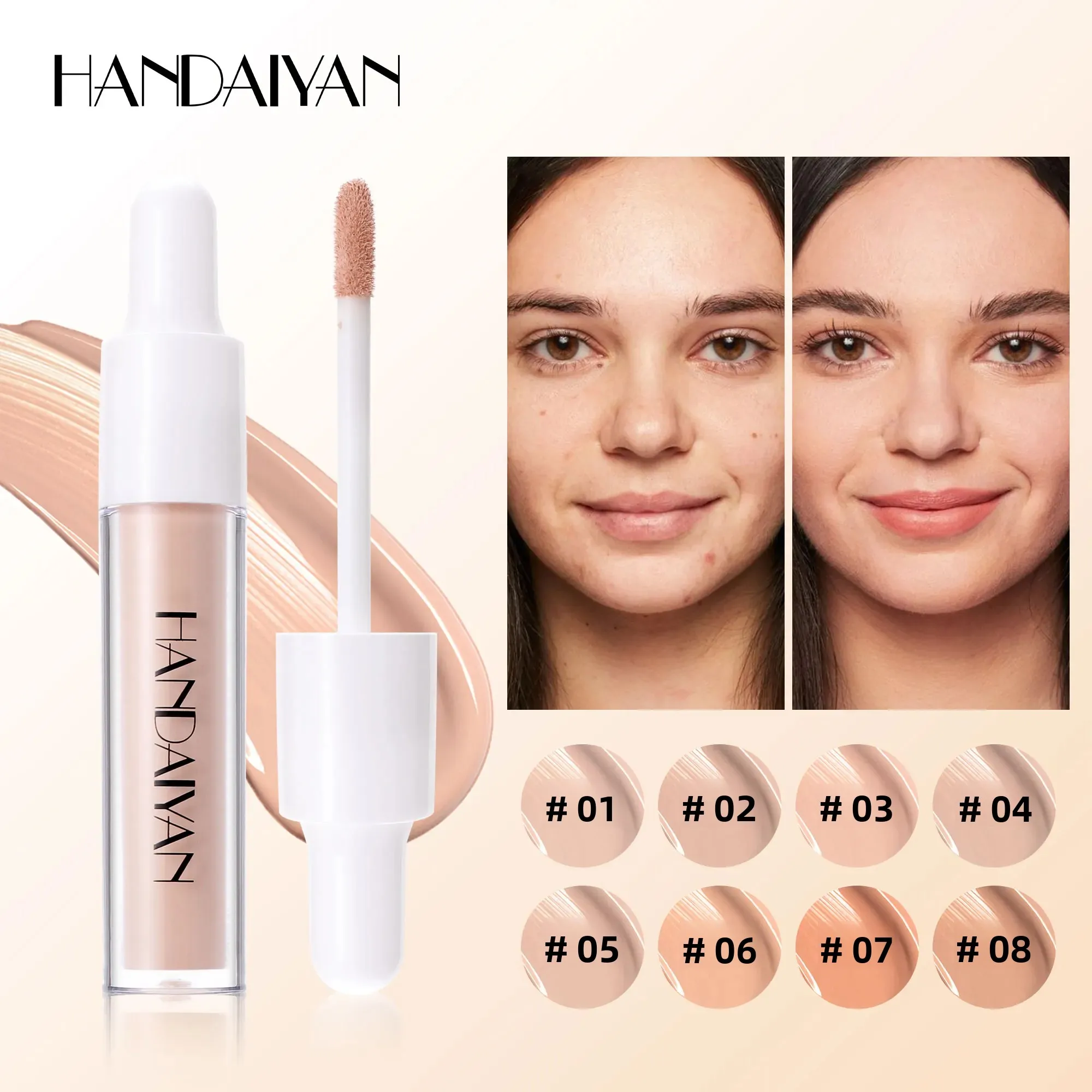 8 Colors High Coverage Liquid Concealer Waterproof Long Lasting Non Drying Cover Acne Dark Circles Foundation Makeup Corrector