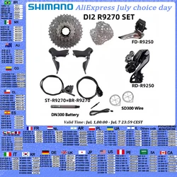 Shimano Dura ace Di2 R9270 2x12S Groupset R9250 Front/Rear Derailleur 11-30T 11-34T Cassette R9200 Road Bicycle Di2 Part Set