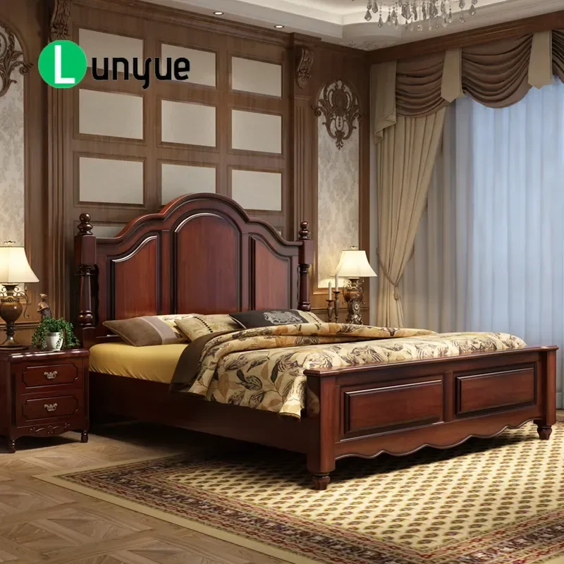 American Solid Wood Bed 1.8m Double Bed Modern Simple Storage Furniture Princess Wedding Light Luxury Master Bedroom