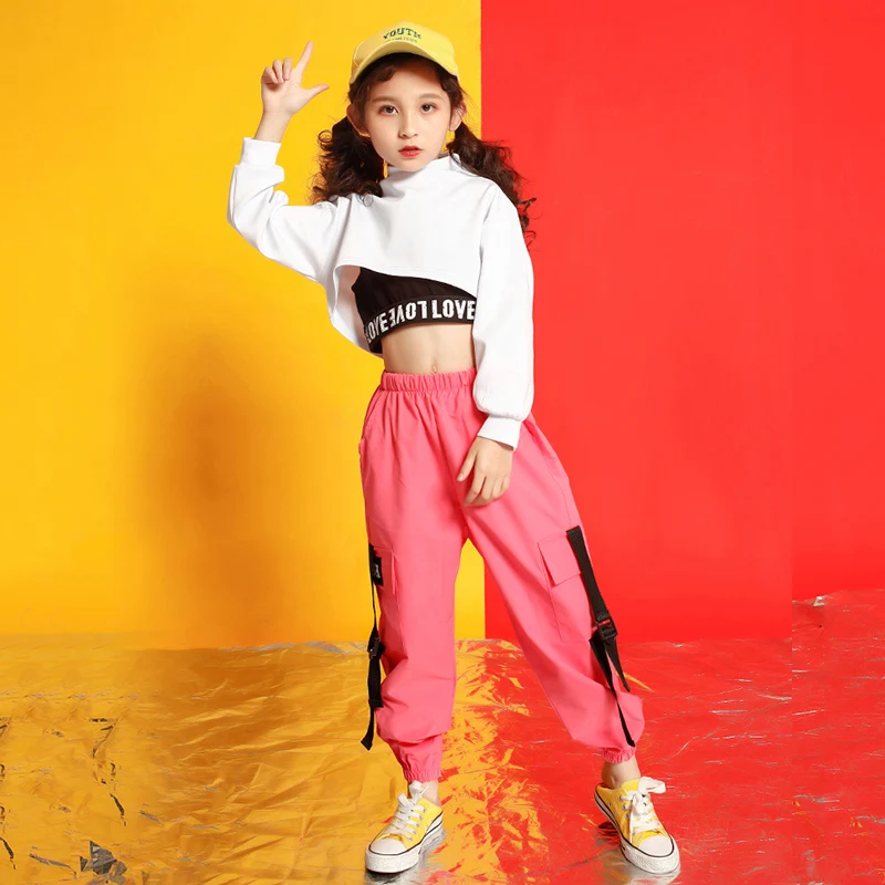 Costumes de danse de salle de Rhpour enfants, vêtements Hip Hop pour filles, manteau blanc, pantalon de jogging en Y, court et précieux, tenues de jazz, phtalStreetwear