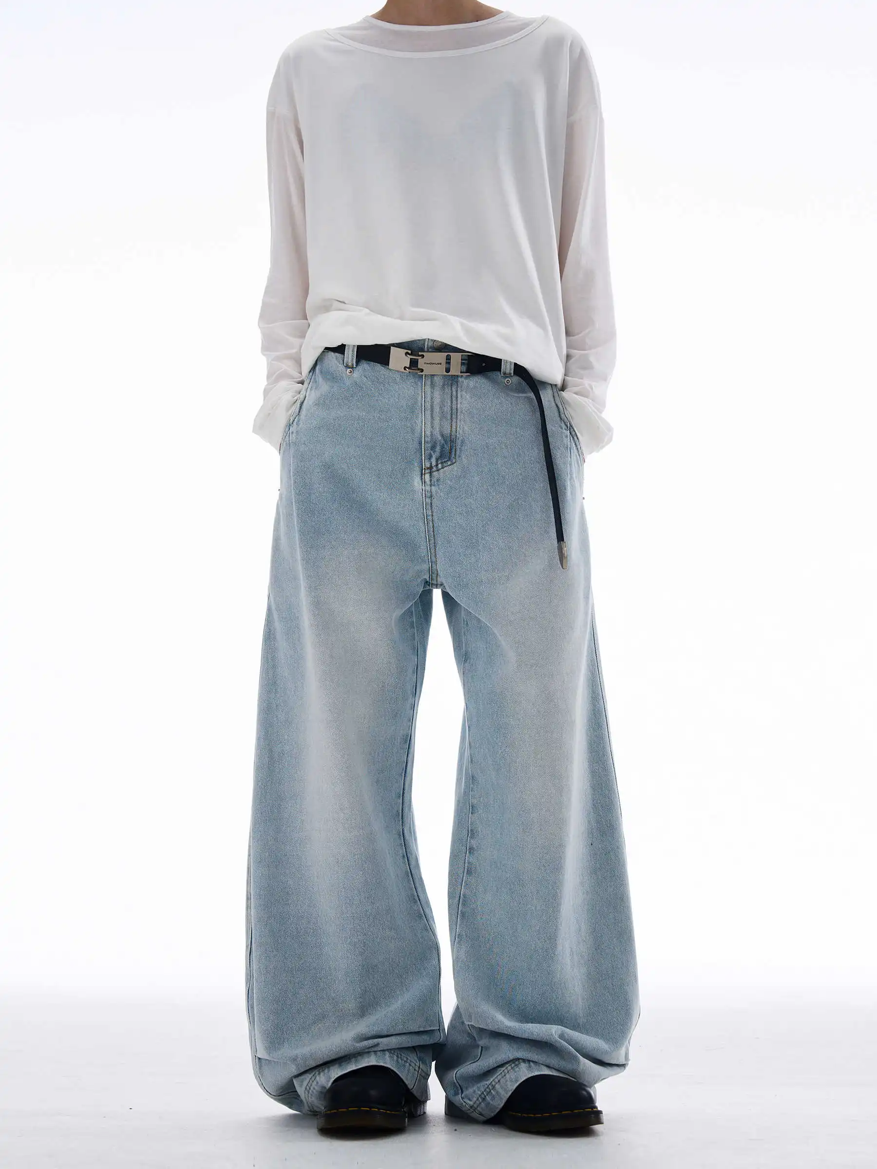 

American Vintage Y2K Wide Leg High Waist Straight Jeans Pants Women's Casual Baggy Grunge Streetwear Style Denim Trouser