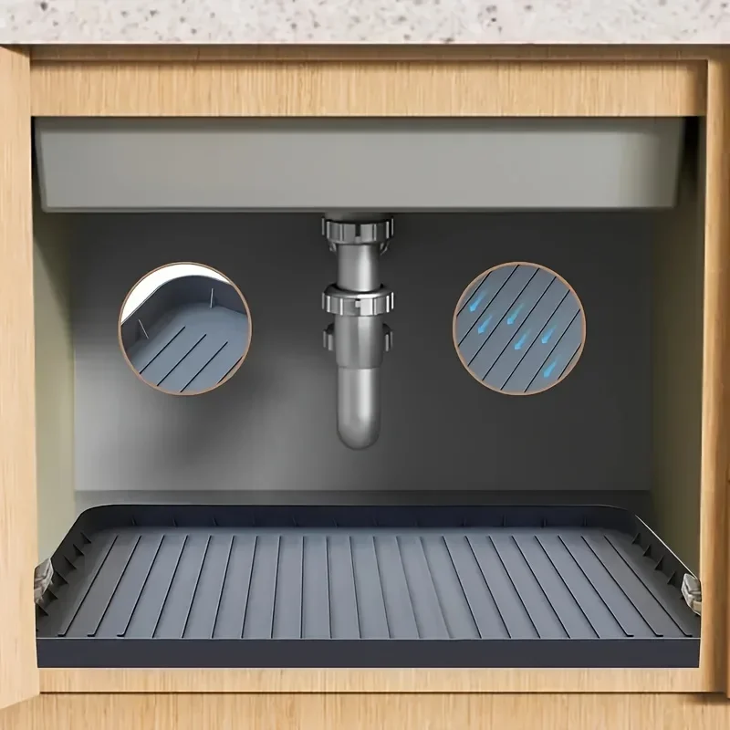 Durable  Under-Sink Mat - Waterproof Drip Tray Liner For Kitchen & Bathroom Cabinets, Easy-Clean Storage Solution