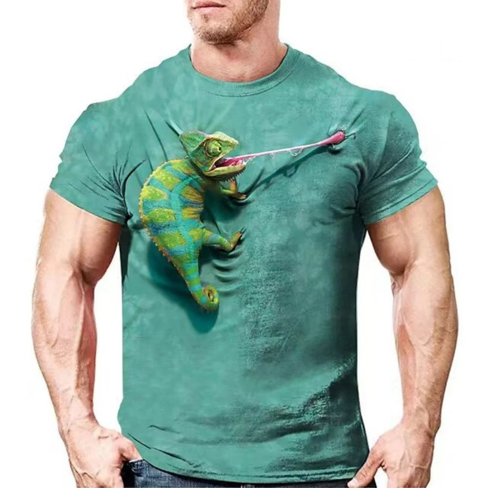 Chameleon T-Shirts Animal Lizard 3D Printed Streetwear Men Women Fashion Oversized Short Sleeve T Shirt Kids Tees Tops Clothing