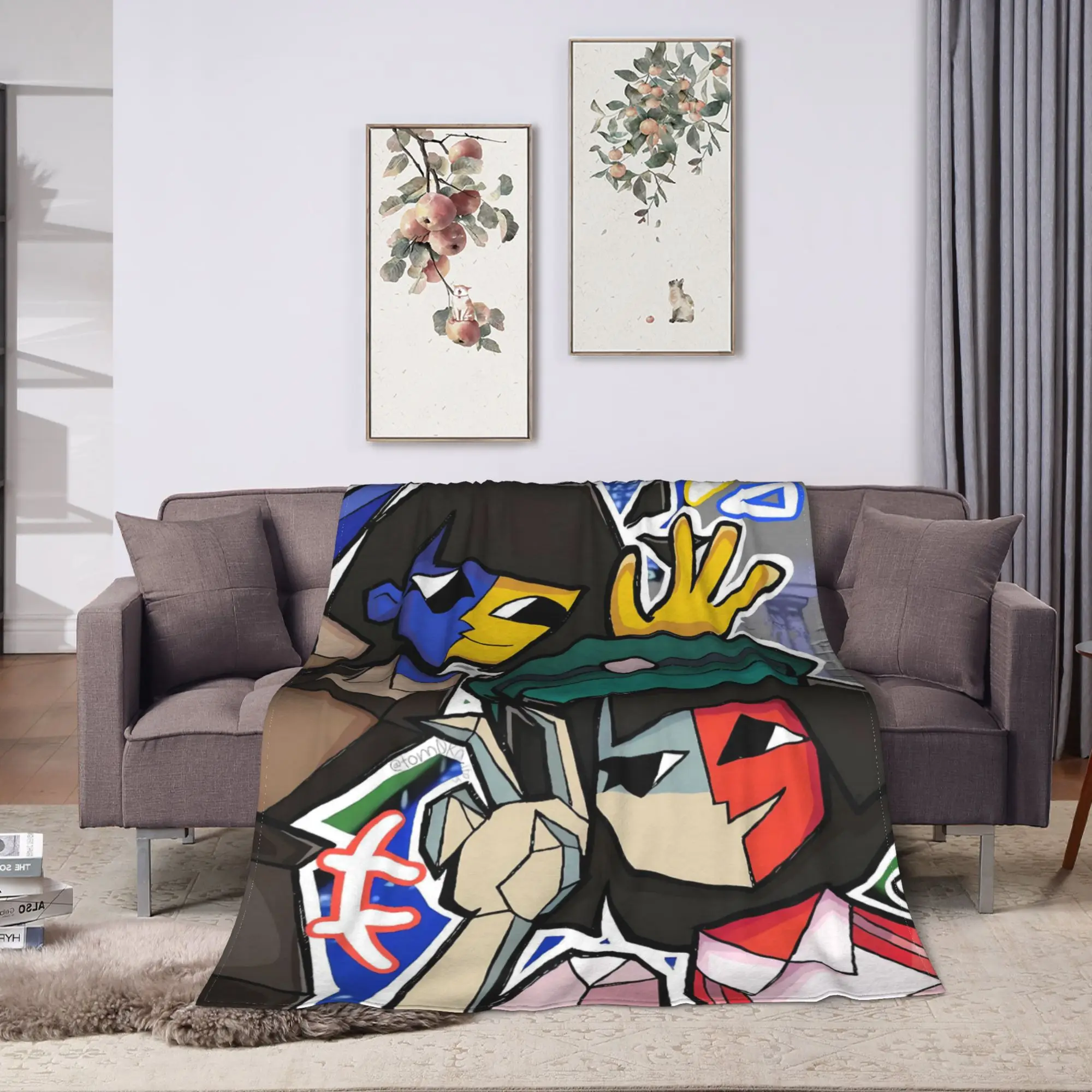 Enas Anime Cartoon Flannel Blanket  Super Warm Bedding Throws for Living Room Camping Novelty Bedspread Sofa Bed Cover