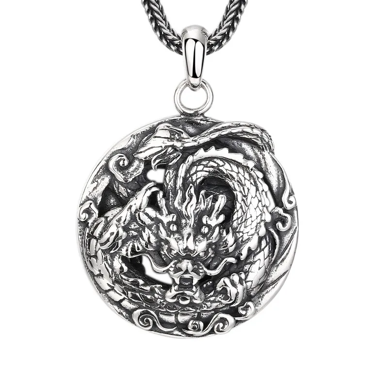 

Подвеска из стерлингового серебра 925 пробы с драконом, античное окисленное винтажное хипстерское ожерелье, подарок