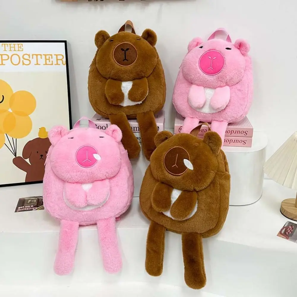 Mode Kawaii Cartoon Capybara Rugzak Grote Capaciteit Bont Student Schooltas Multifunctionele Lichtgewicht Capybara Schooltas