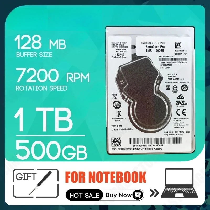 

500GB 1TB Laptop HDD Hard Disk Disc Drive Notebook HD 2.5" 7200 RPM 128MB Cache SATA III ST500LM034 Wholesale