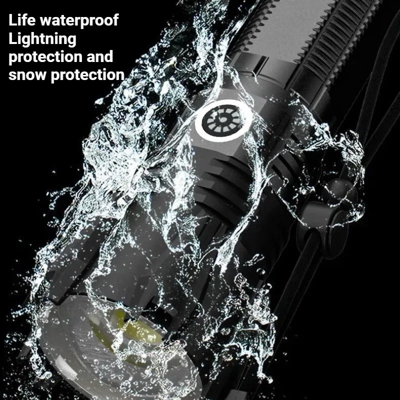 High-power P90 LED Flashlight TYPE-C Rechargeable Zoom Spotlight Waterproof Torch for Outdoor Camping and Hunting view 6