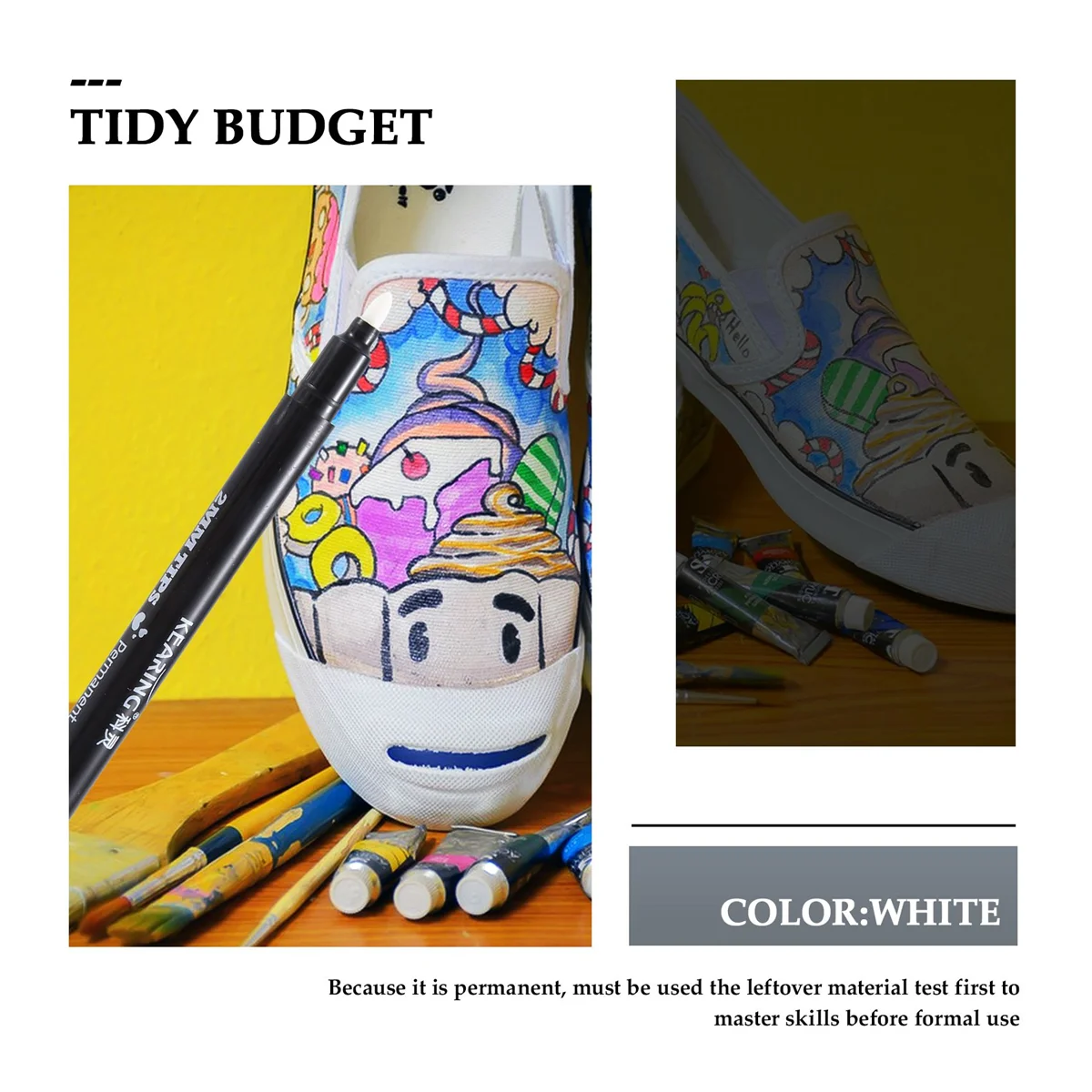 AAAE 1 x 패브릭 마커 펜 DIY 섬유 의류 티셔츠 신발 화이트 용 영구 색상