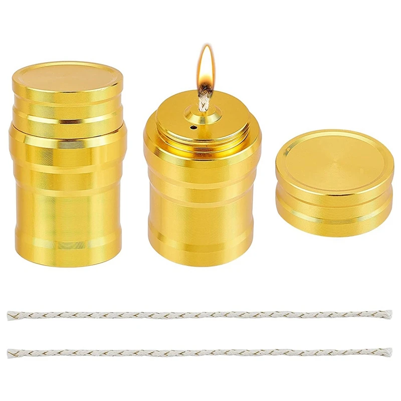 מנורת אלכוהול ניידת מתכתית LALA 2PCS עם חוט כותנה לבית, לטיולים בחוץ