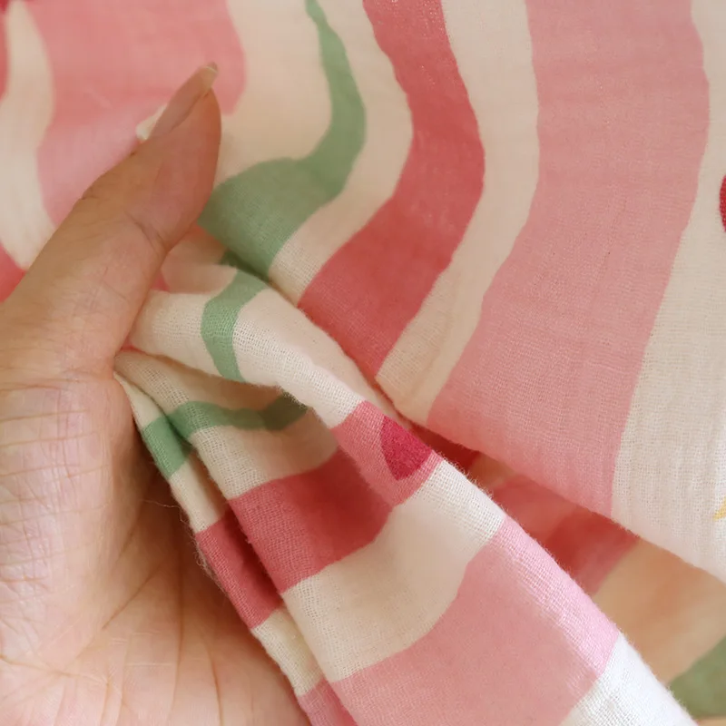 2025 nova saia de dormir feminina 100% algodão crepe fina casa saia conjunto cabeça listrado saia vestido verão bonito e doce senhoras