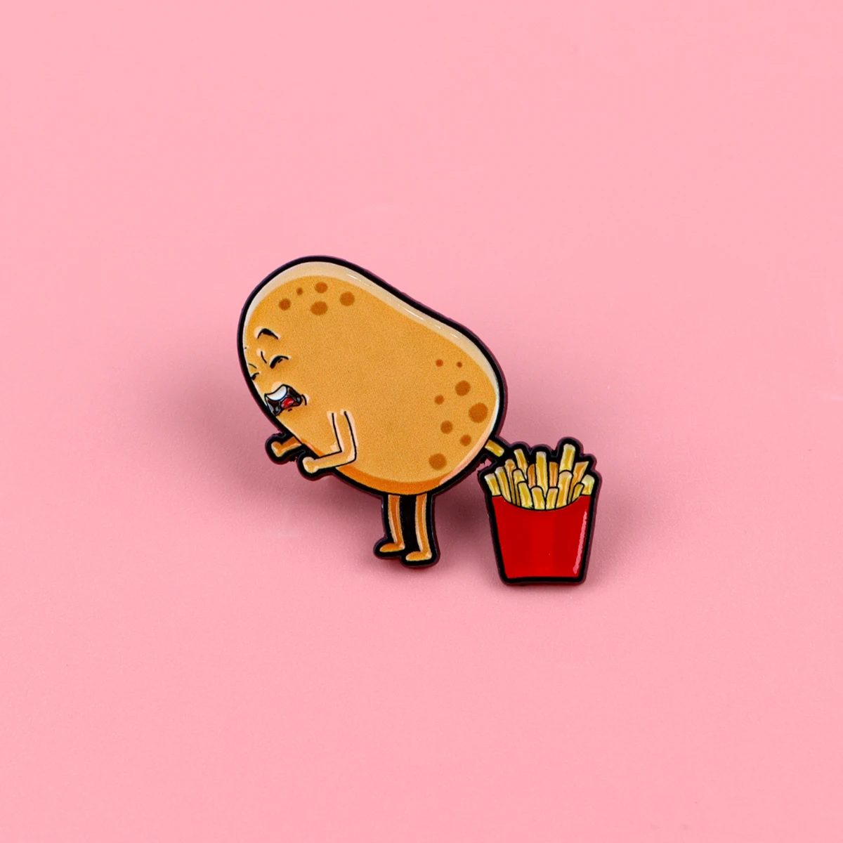 Cute Potato & French Fries Enamel Pin Funny Cartoon Food Brooch for Teens & Backpack Decoration Unique Gift