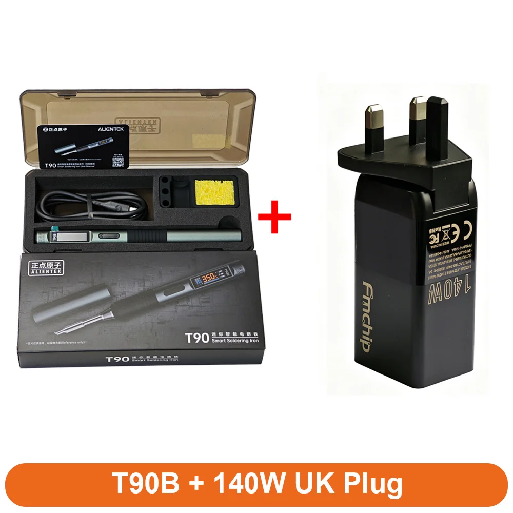 ALIENTEK T90B Smart Soldeerbout 140W PD3.1 Type-C IPS Scherm Verstelbare Temperatuur T245 Punten Precisie Soldeer Gereedschap
