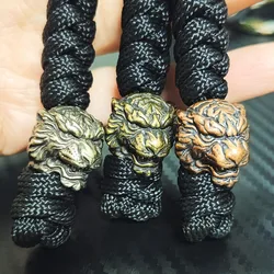 Tiger Kopf Paracord Perlen geflochtenes Seil Anhänger Tasche hängen Zubehör Schlüssel bund Messer Perle Lanyard Outdoor gewebte Regenschirm Seil