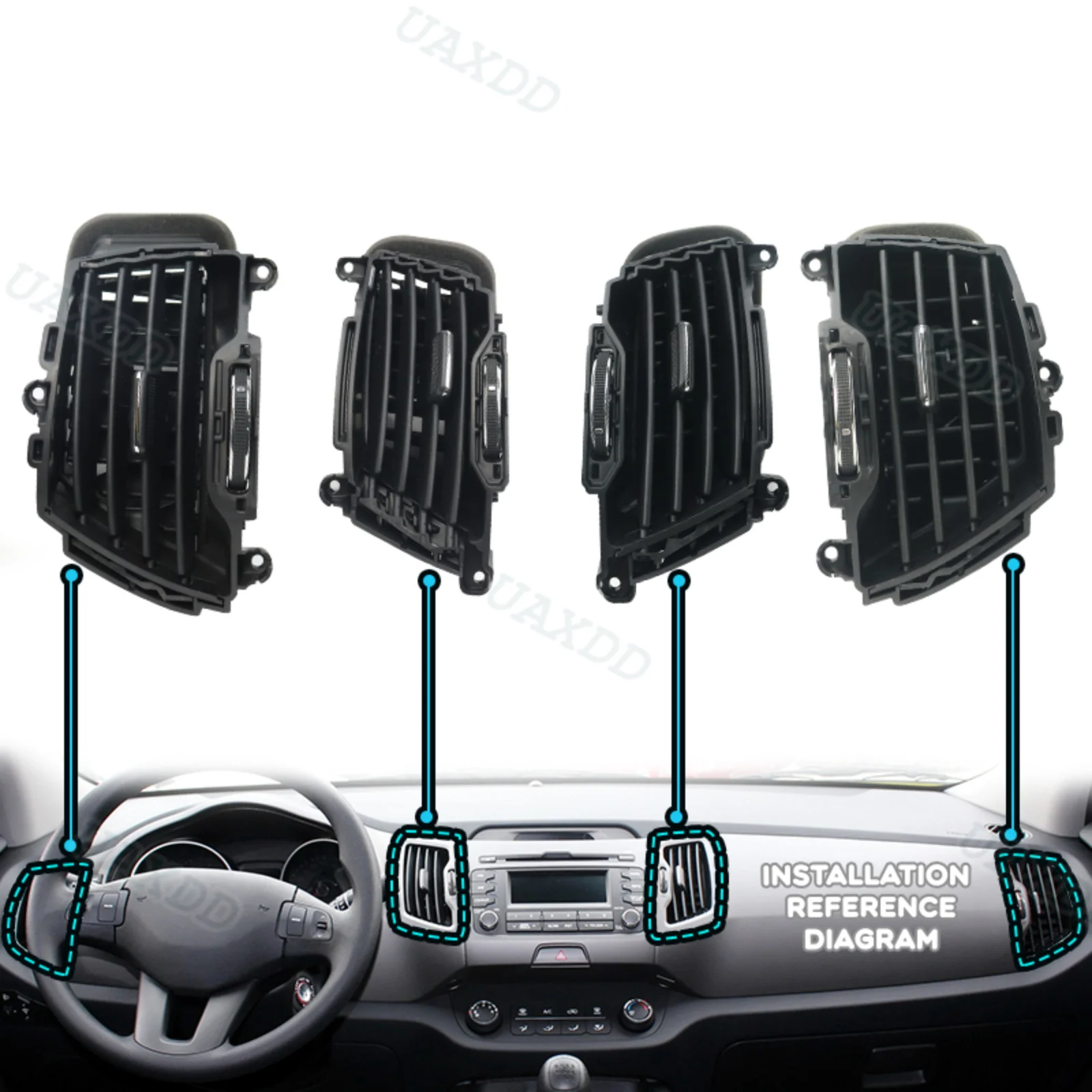 For Kia 2010-2016 SPORTAGE Air Conditioning Assembly A/C Outlet Vent Automotive Ventilation Grille 2 Din Car Equipment Parts Kit