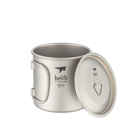 Keith Titanium Water Cup, Picnic Cookware, No Tea Stains Bacteriostatic Tableware, Titanium Mug With Cover Ti3240 ,350ml
