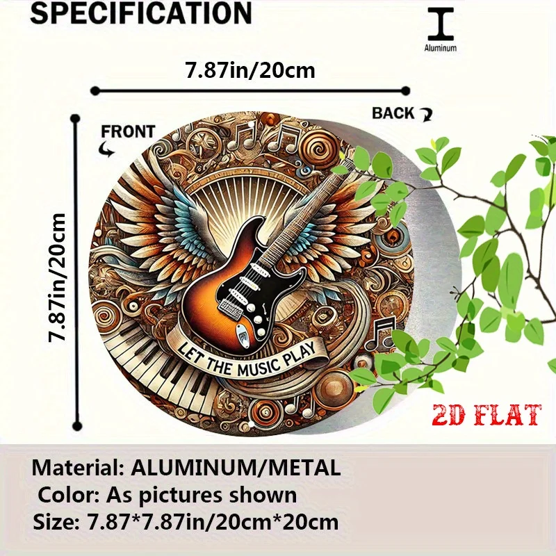 2D Flat, 1pc Vintage Musical Notes & Symphony Spirits Metal Wall Art - Retro Round Music Theme Sign