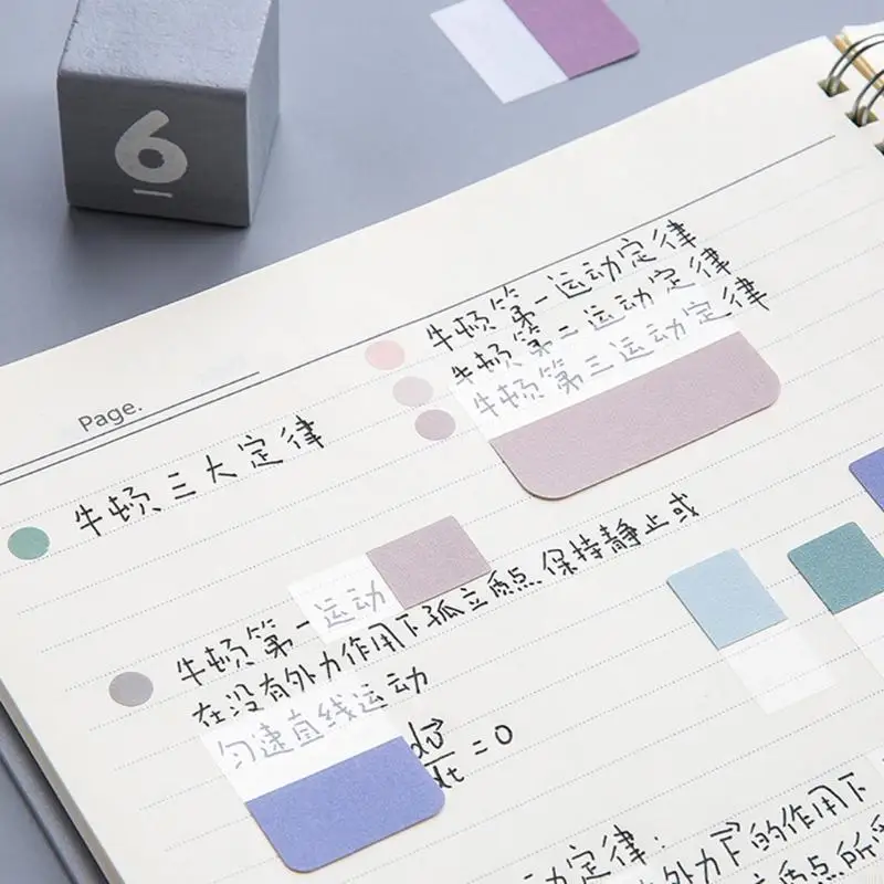 X6HA Colorful Sticky Index Tab for Notes Files Classification 3 Sizes Label Writable