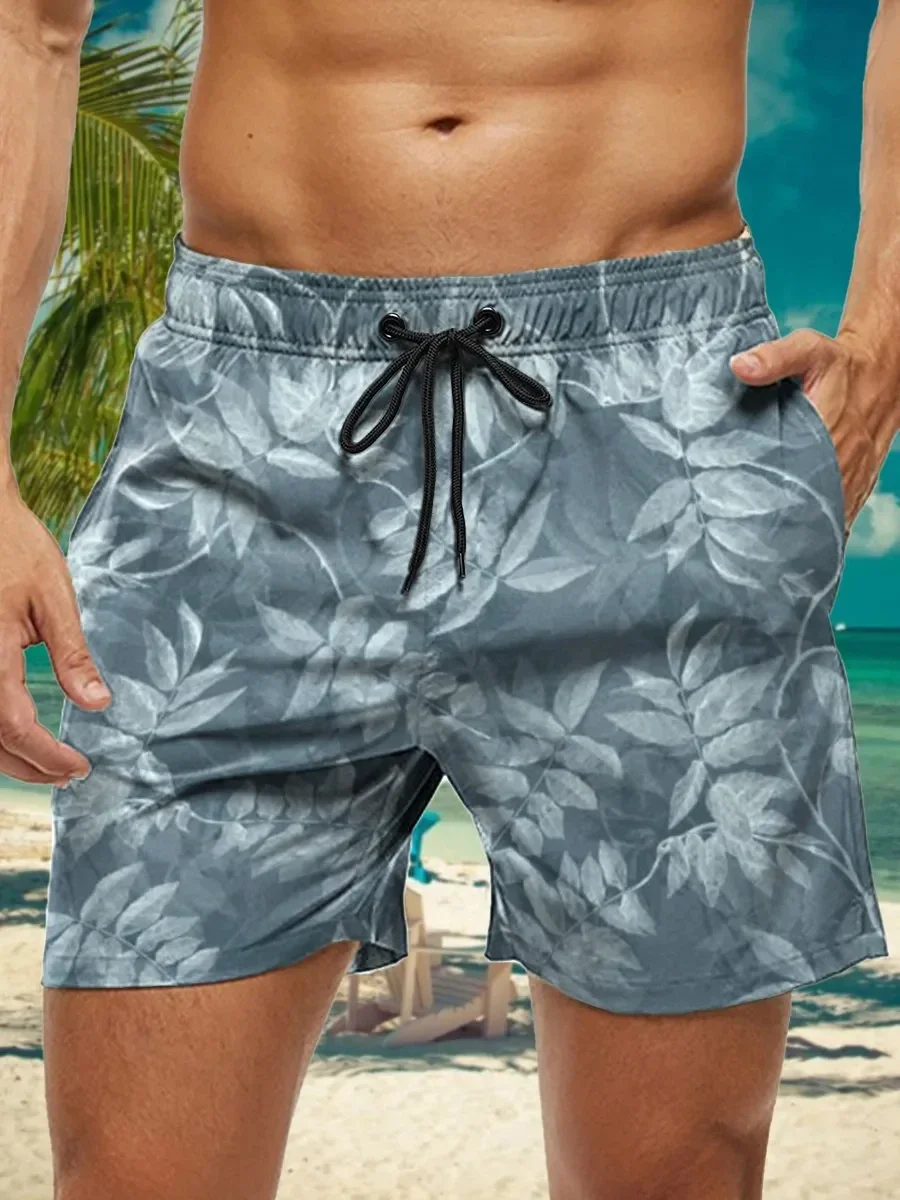 

Мужские гавайские плавки, пляжные шорты с 3D цветочным принтом, быстросохнущие спортивные шорты для отдыха на открытом воздухе, модные мужские шорты