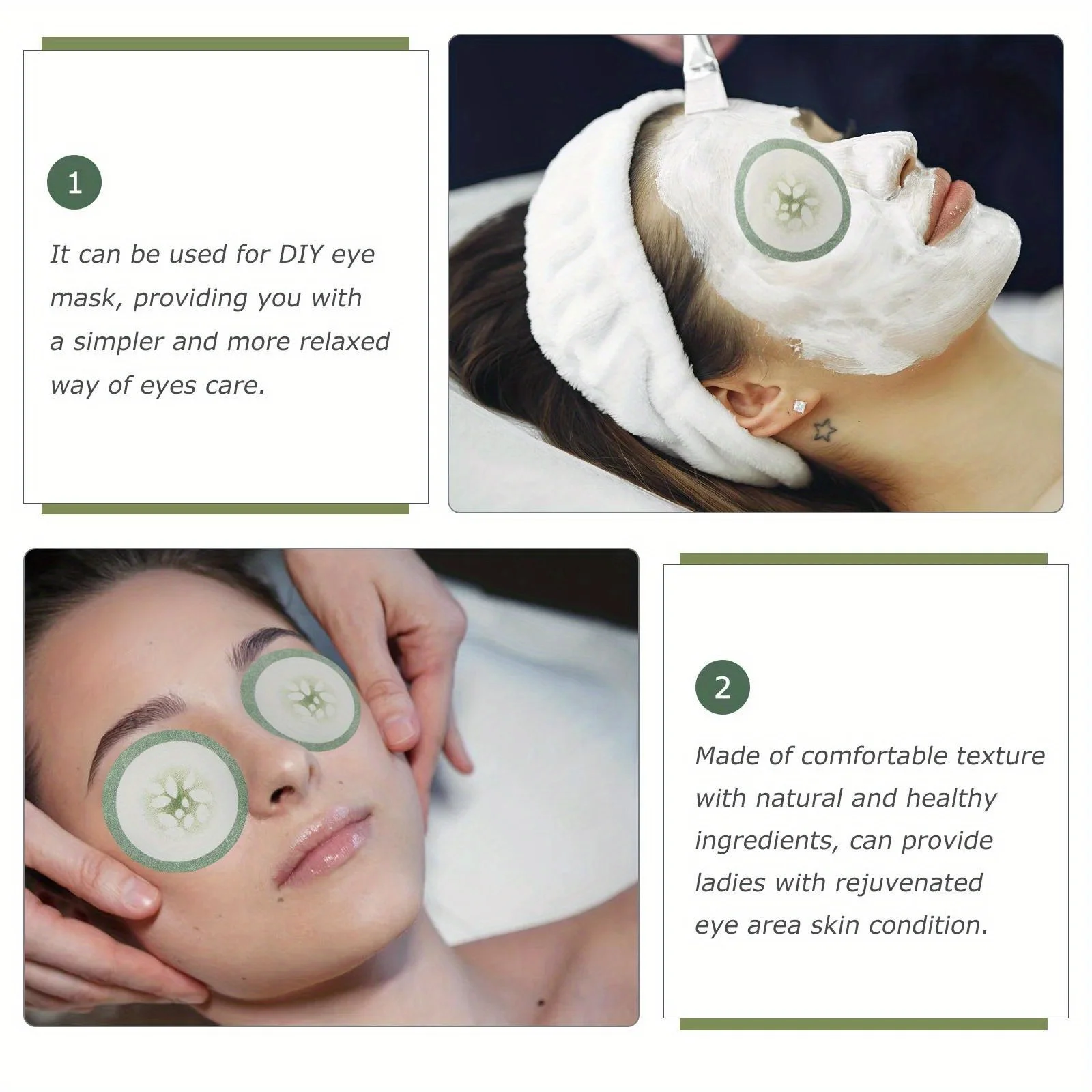 100 قطعة قناع عين يستخدم مرة واحدة ورقة سامسونج القطن الطبيعي العين الخيار بقع للنساء سبا العين يغطي أدوات العناية ببشرة الوجه #3