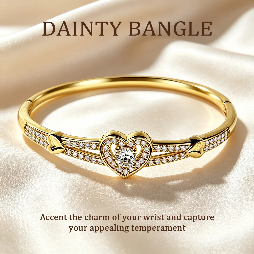 YH-Heartfelt Confession Diamond-encrusted Bracelet, Vintage Gold Double-strand Full-diamond Design