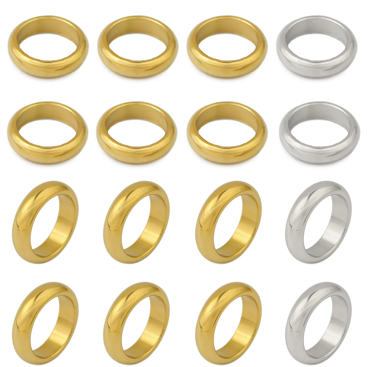 4-8mm Edelstahl Gebogene Perlenringe Gold/Stahl-Finish Handgefertigt DIY für Schmuckherstellung Geeignet für Perlenketten Armbänder