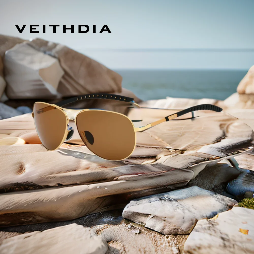VEITHDIA Vintage Pilot Polarized UV400 Sunglasses Luxe For Less Alloy Frame Eyeglasses Outdoor Sport For Female Male V30FA88