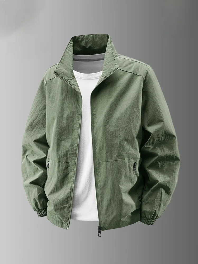 ملابس رجالية فضفاضة مناسبة للربيع والخريف مقاس كبير ملابس الأب St Man Jaet مع ياقة واقفة مجعد قليلاً #4