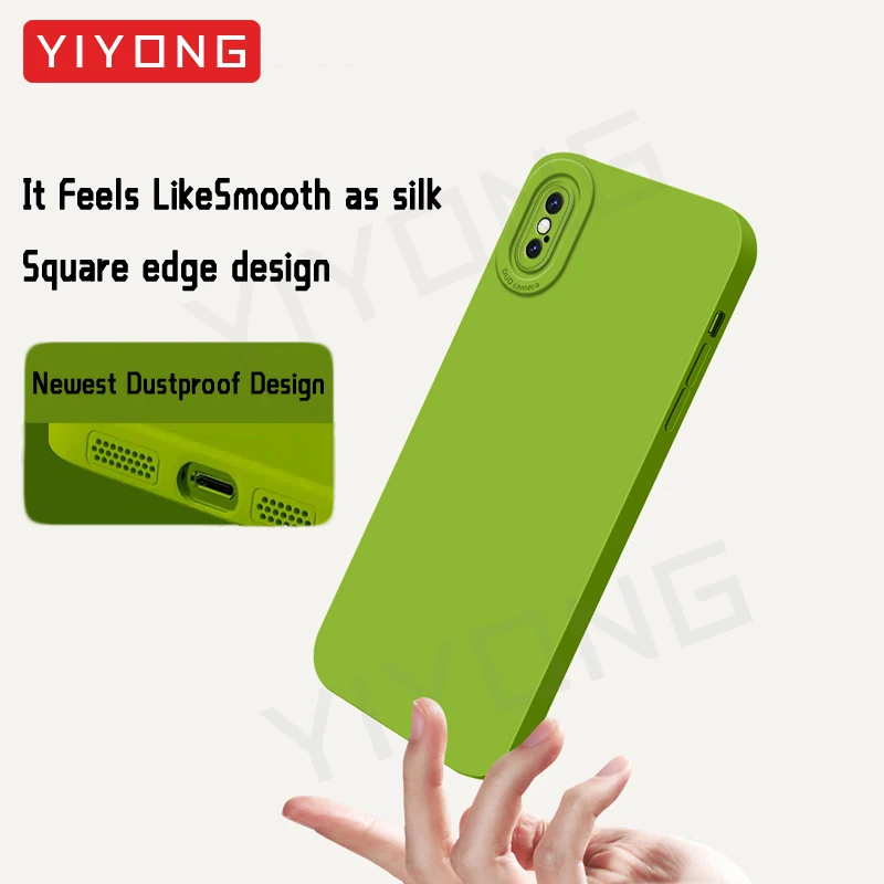 For iPhoneX Case YIYONG Original Liquid Silicone Soft Cover For iPhone X S XR XS Max 10 iPhone10 iPhoneXR iPhoneXS Phone Cases