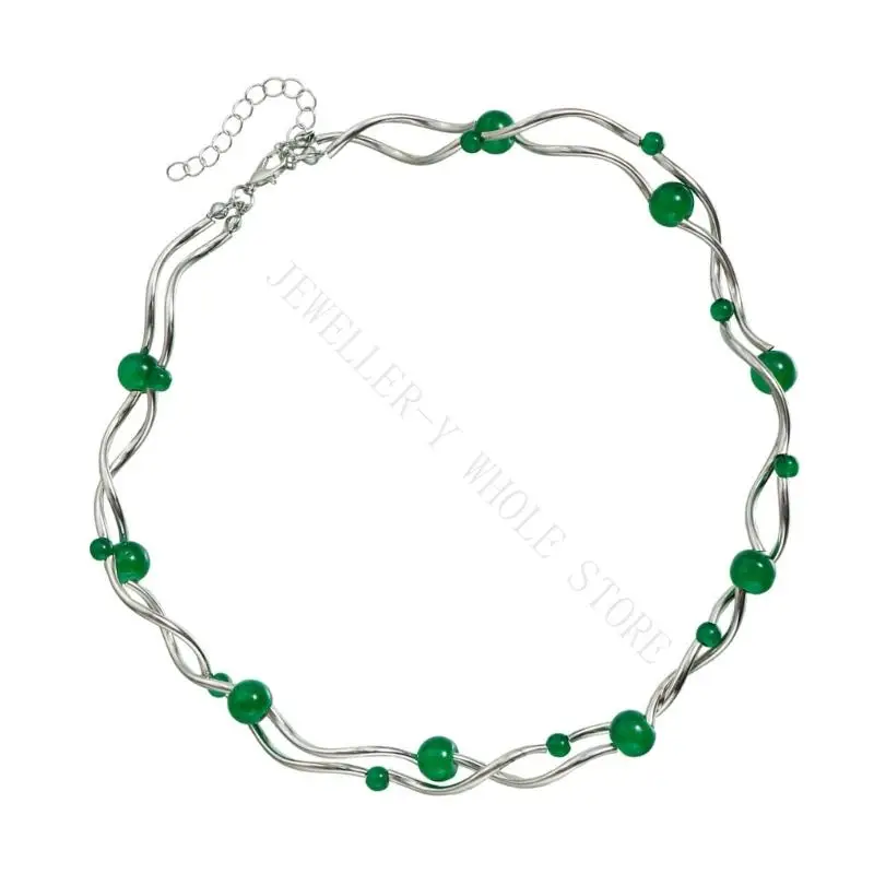 R7UF Comfortable Lightweight Helical Bead Necklace Flexible Design Chokers For All Day