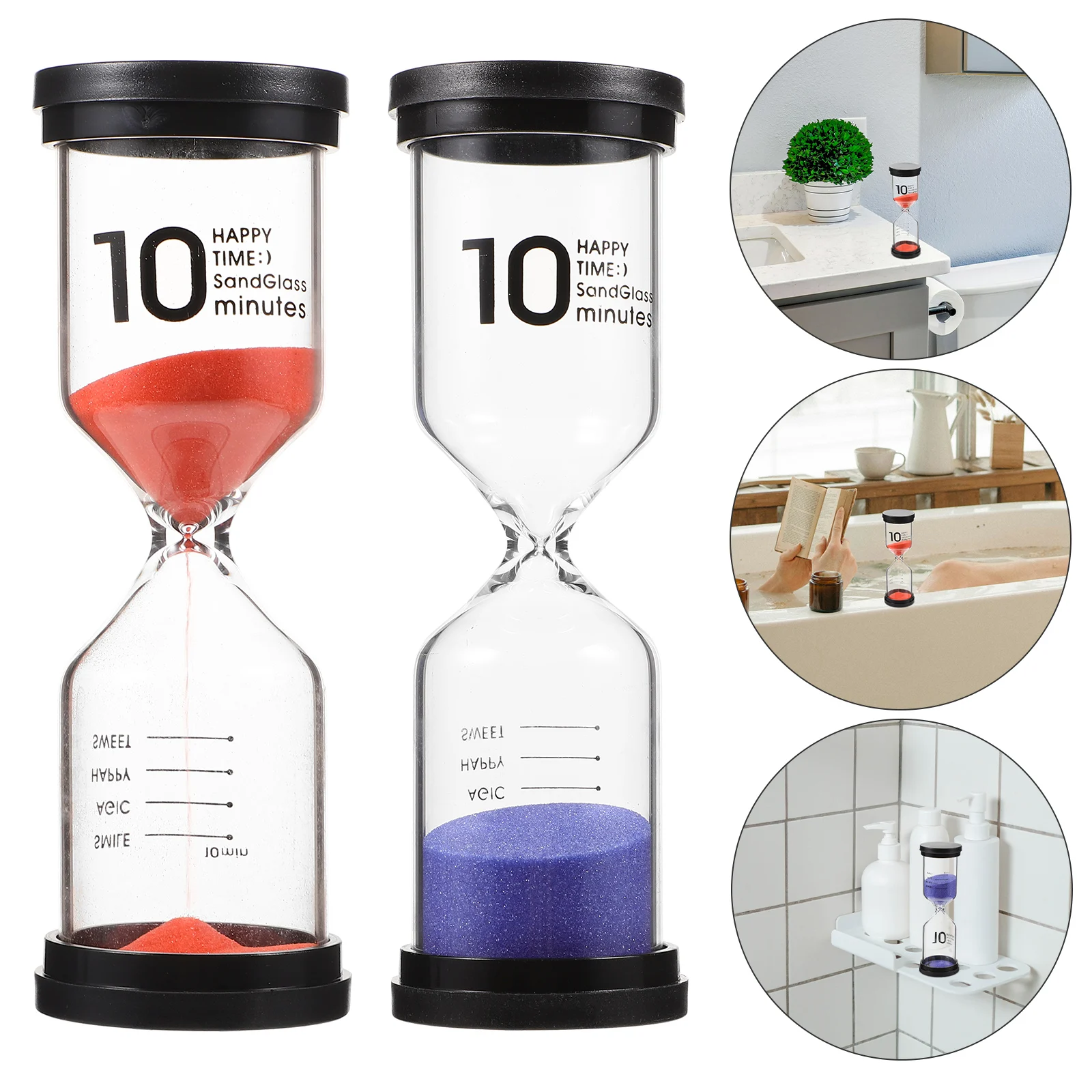 

2pcs Bath Multi-Function Colorful Shower Household Hourglass Decorative Sand For Bathroom Toilet Countdown