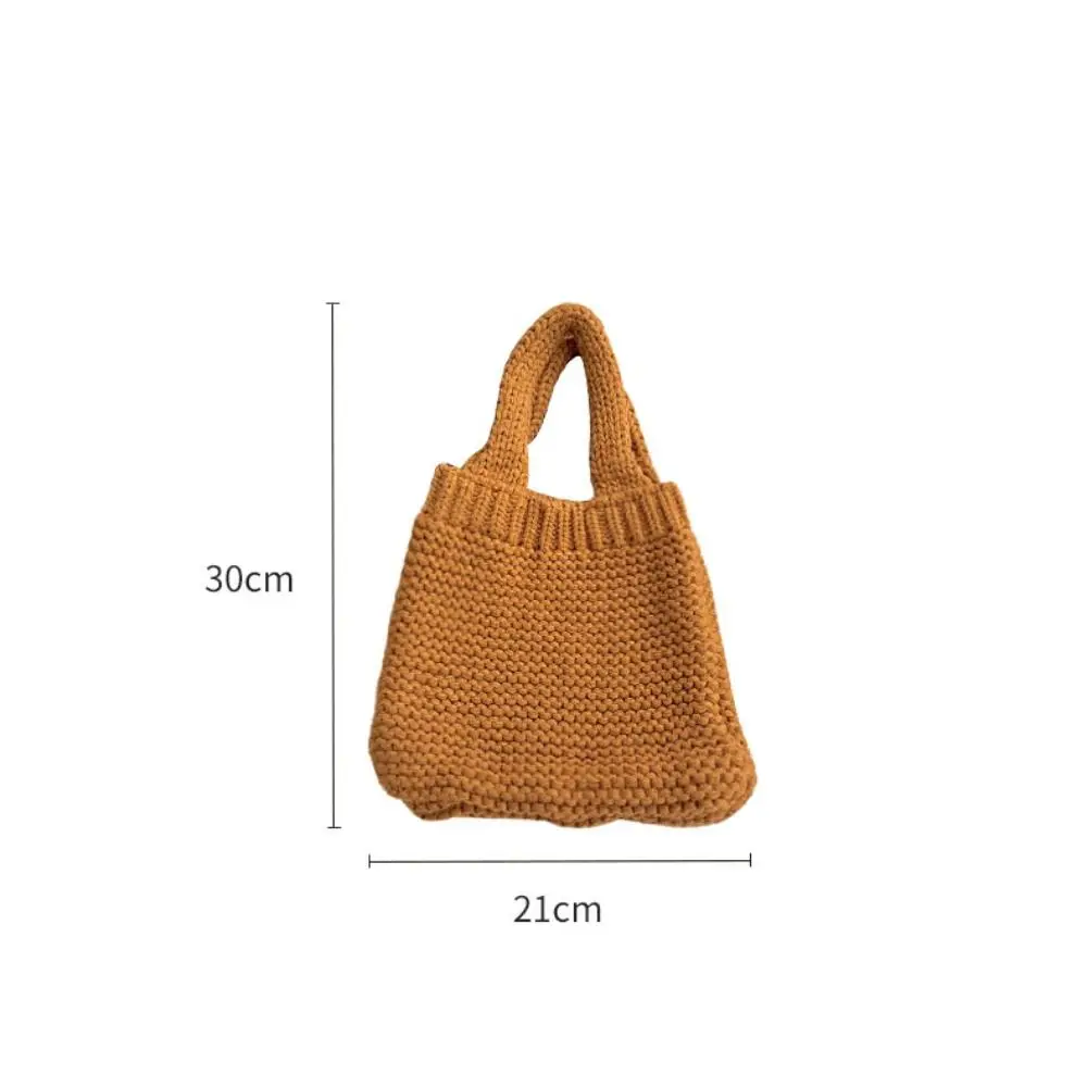 Solid Color Hand-woven Bag New Knit High-capacity Wool Knitting Shoulder Bags Tote Bag Mid-autumn Festival