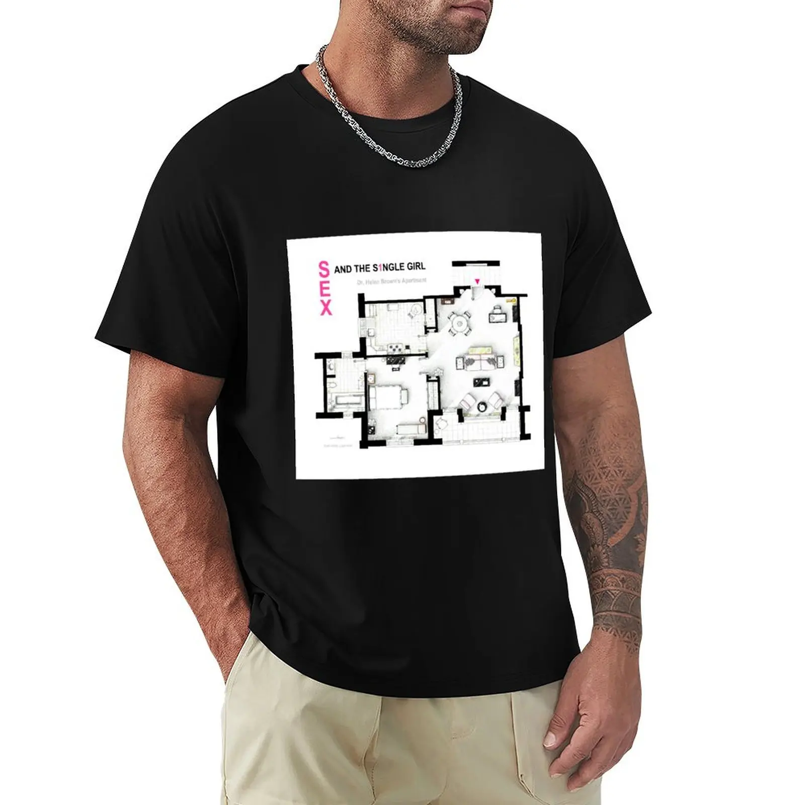Floorplan of Dr. Brown's apartment from SEX AND THE SINGLE GIRL T-Shirt Christmas Casual Tee Shirt